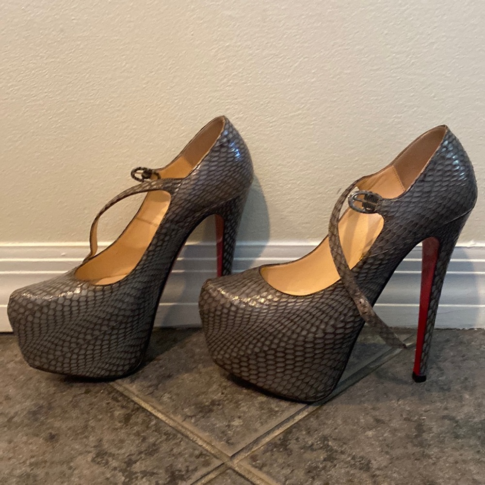 Christian Louboutin snakeskin Daffodil strap heels size 36.5